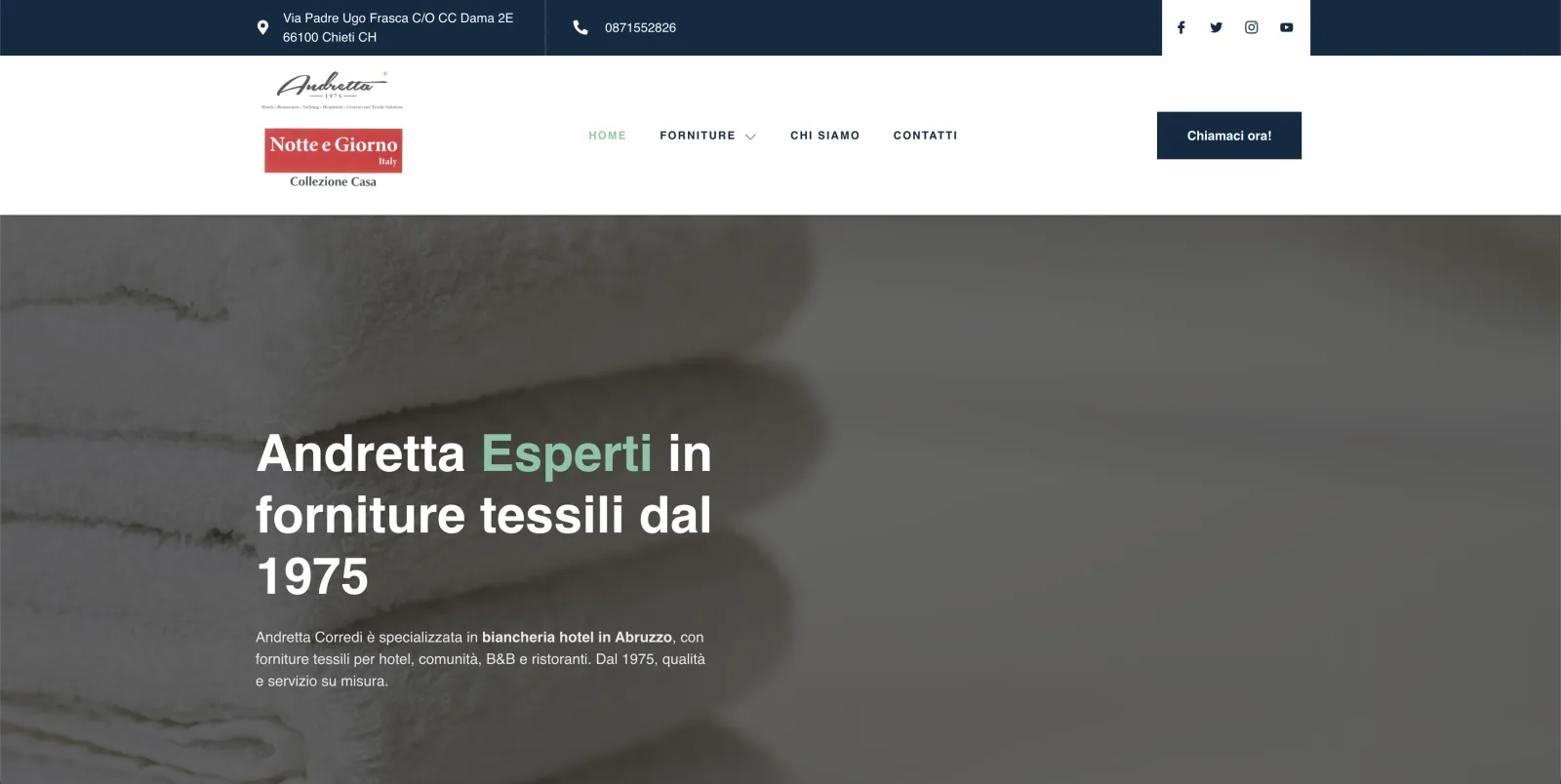 Homepage del sito aziendale Andretta 1975 realizzato da ComingWeb